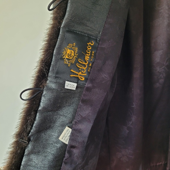 VINTAGE 70s Luxurious Faux Mink Fur‎ Coat Hillmoor Silk Lining Black Brown XL - Picture 6 of 11